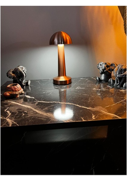 Şarj Edilebilir Bronz Renk Ayarlanılabilir Işıklı Mantar Masa Lambası fiyatları