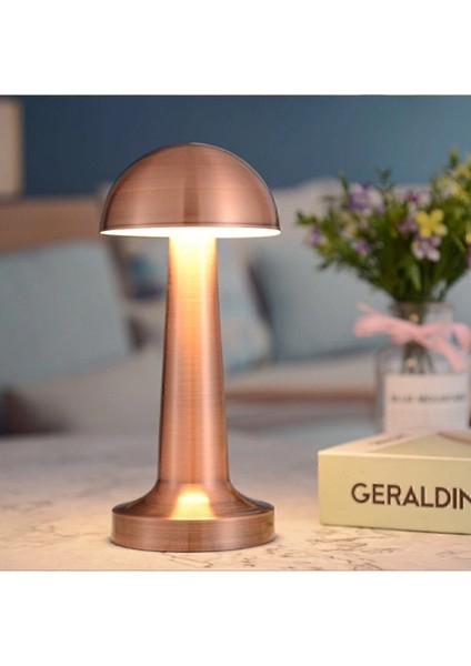 Mantar Model Dimmerli Şarjlı Retro Masa Lambası ve Gece Lambası 3 Renk Işıklı