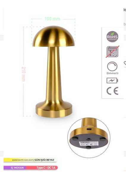 Şarjlı Dokunmatik LED Masa Lambası, Ayarlanabilir Renk Tonu, Çalışma Okuma Işığı Mantar Gece Lambası modelleri