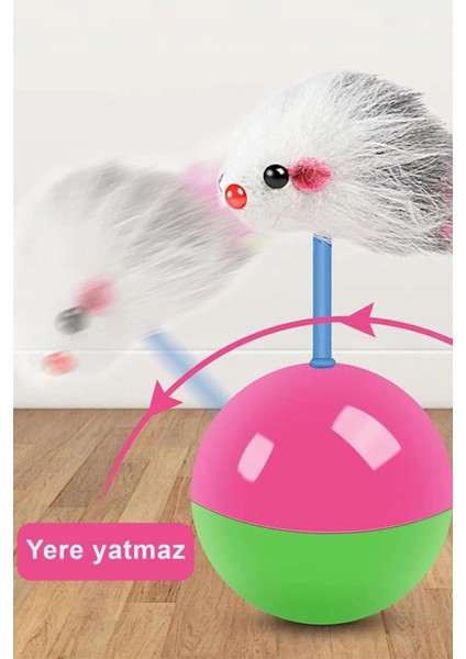 Hareketli Kedi Topu Fareli Hacı Yatmaz Yavru Kedi Oyuncakları Fare Kovalama Oyunu 11 Cm modelleri