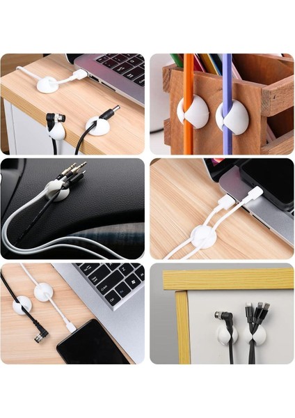 16 Parça Beyaz Yapışkanlı Kablo Organizer Düzenleyici Set Kolay Kullanımlı Çok Amaçlı Kablo Tutucu fiyatları
