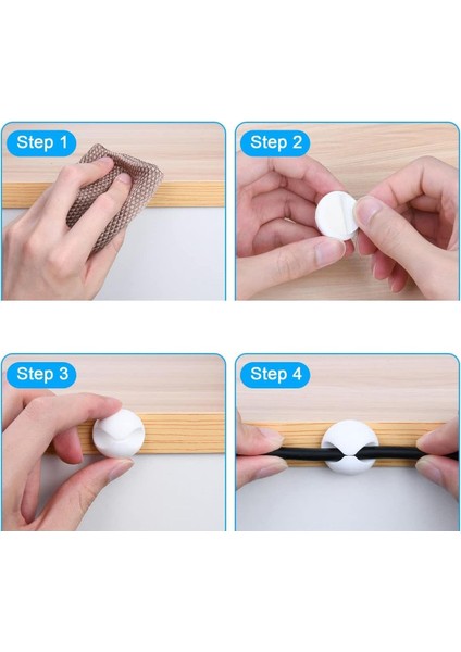 16 Parça Beyaz Yapışkanlı Kablo Organizer Düzenleyici Set Kolay Kullanımlı Çok Amaçlı Kablo Tutucu