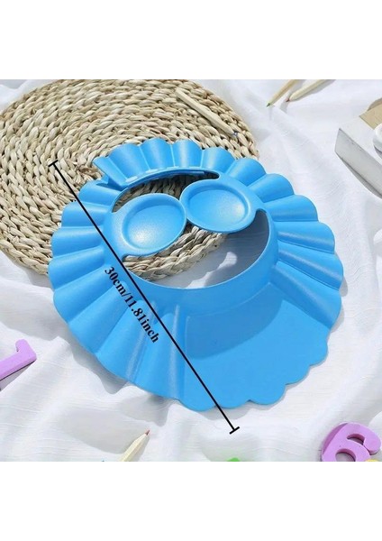 2 Adet Mavi Kulaklıklı Düğmeli Ayarlanabilir Gözleri Korumak Saç Yıkama Bebek Banyo Şapkası fiyatları