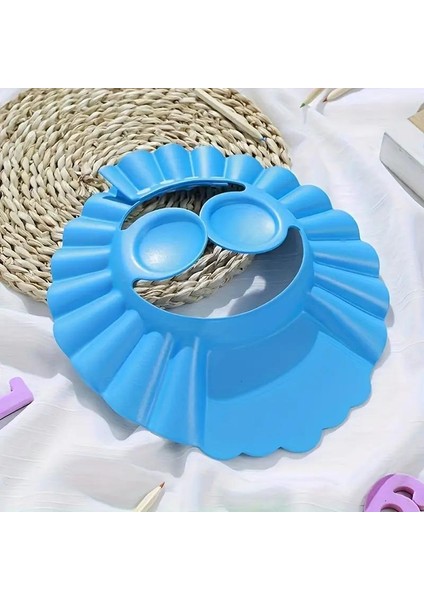 2 Adet Mavi Kulaklıklı Düğmeli Ayarlanabilir Gözleri Korumak Saç Yıkama Bebek Banyo Şapkası indirimleri