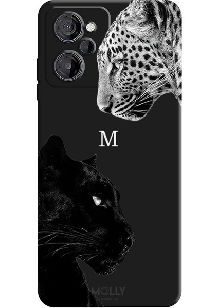 Samsung Galaxy M40 Için Siyah M Harfli Wild Lovers Desenli Silikon Kılıf