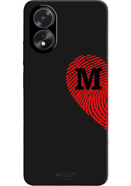 Oppo A38 Için Siyah M Harfli Touch Of love Desenli Silikon Kılıf