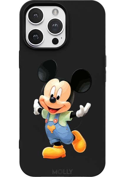 iPhone 14 Pro Max Için Siyah Baby Mickey Desenli Silikon Kılıf