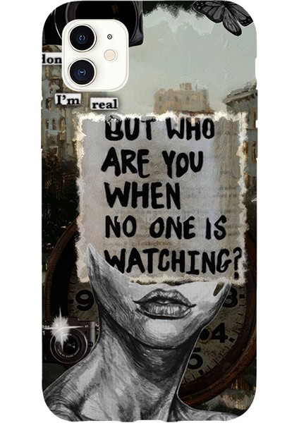 iPhone 12 Için Siyah Who Am I Desenli Silikon Kılıf