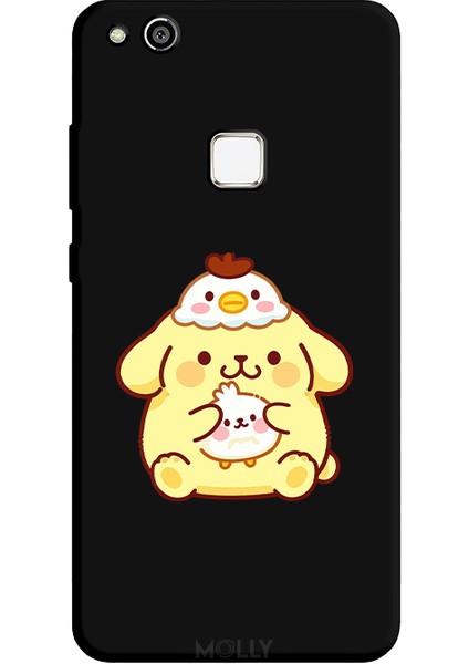 Huawei P10 Lite Için Siyah Egg Pup Desenli Silikon Kılıf