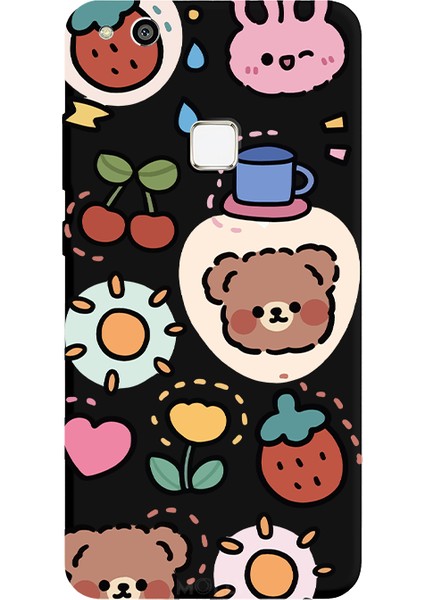 Huawei P10 Lite Için Siyah Sunny Bears Desenli Silikon Kılıf