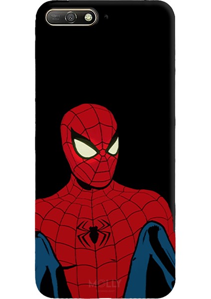 Huawei Y6 2018 Için Siyah Retro Spider Desenli Silikon Kılıf