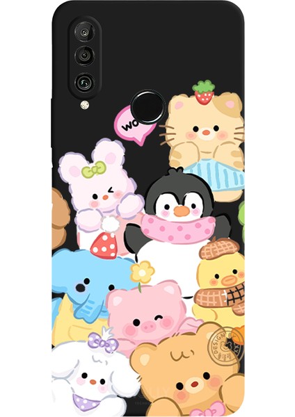 Huawei P30 Lite Için Siyah Cuddle Crew Desenli Silikon Kılıf