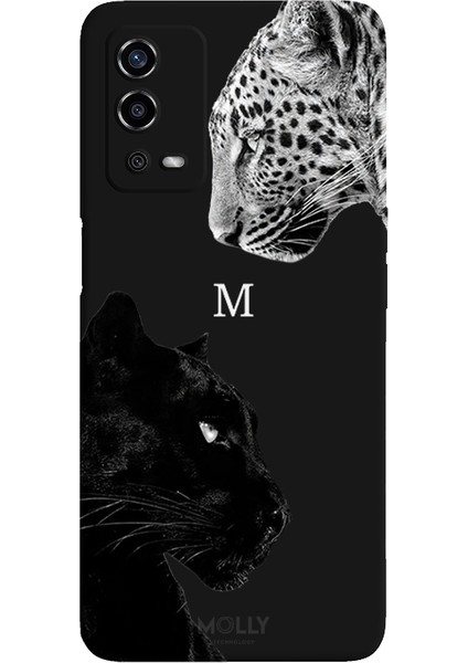 Oppo A55 4g Için Siyah M Harfli Wild Lovers Desenli Silikon Kılıf