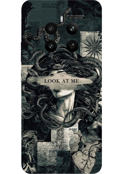 Realme 12 Pro Plus Için Siyah Medusa's Gaze Desenli Silikon Kılıf