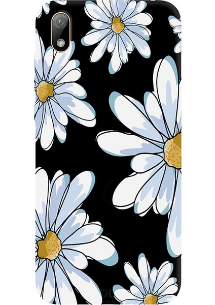 Huawei Y5 2019 Için Siyah Soft Petals Desenli Silikon Kılıf