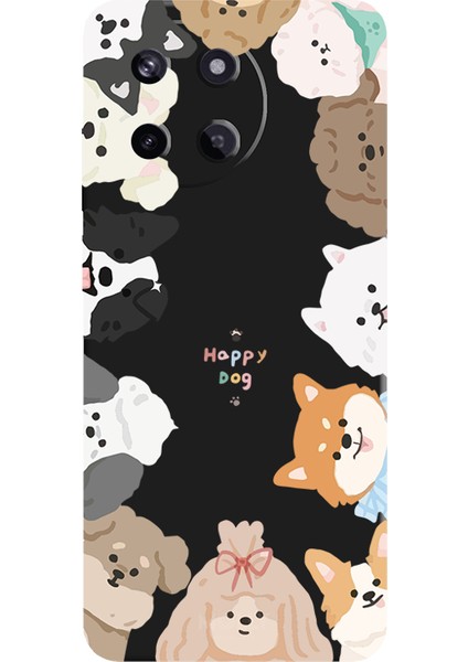 Realme 11 4g Için Siyah Woof Wonderland Desenli Silikon Kılıf