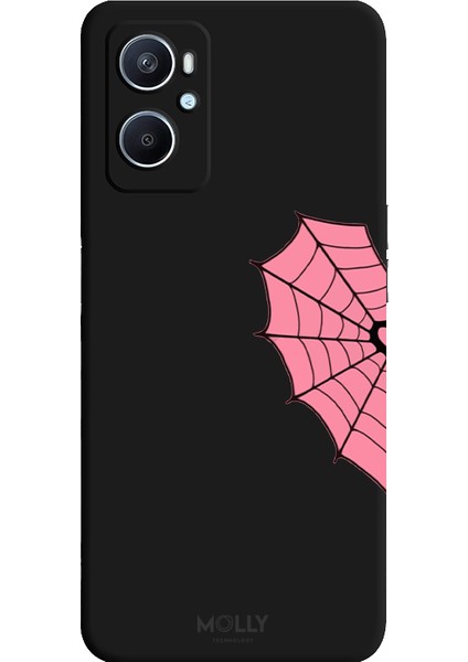 Oppo A96 4g Için Siyah Pink Spider Desenli Silikon Kılıf