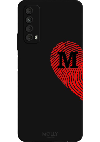 Huawei P Smart 2021 Için Siyah M Harfli Touch Of love Desenli Silikon Kılıf