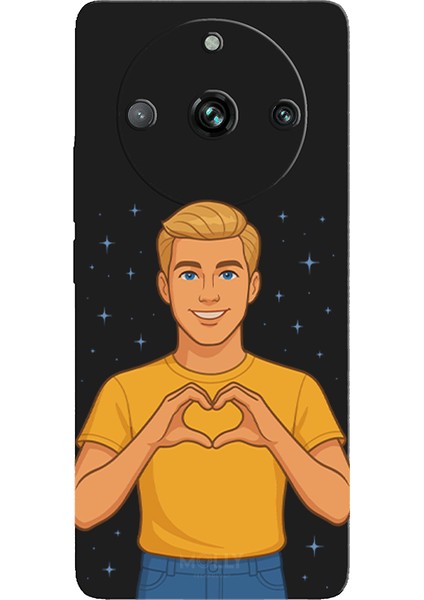 Realme 11 Pro Plus Için Siyah Golden Heart Desenli Silikon Kılıf