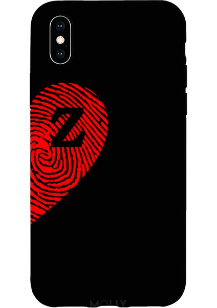 iPhone Xs Için Siyah Z-Harfli Touch Of love Desenli Silikon Kılıf