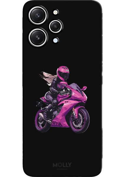 Xiaomi Redmi 12 Için Siyah Pink Rush Desenli Silikon Kılıf