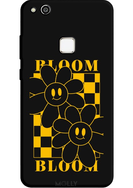 Huawei P10 Lite Için Siyah Smile & Bloom Desenli Silikon Kılıf