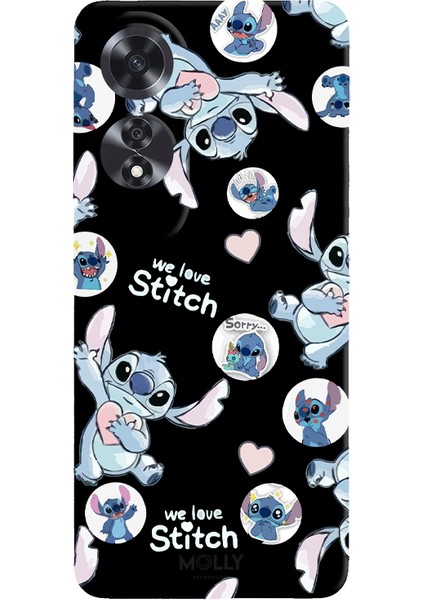 Oppo A60 Için Siyah We Love Stitch Desenli Silikon Kılıf