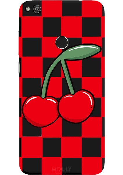 Huawei P 9 Lite 2017 Için Siyah Cherry Pop Desenli Silikon Kılıf