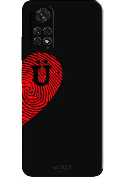 Xiaomi Redmi Note 11 Pro Için Siyah Ü-Harfli Touch Of love Desenli Silikon Kılıf