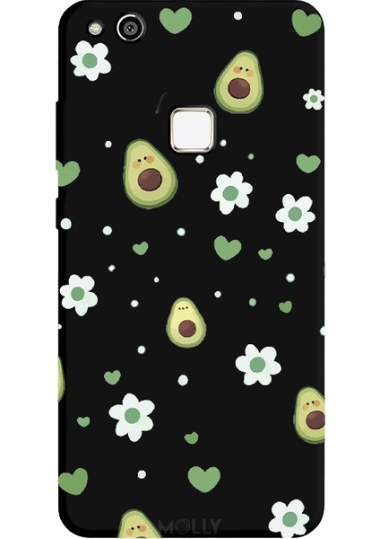 Huawei P10 Lite Için Siyah Green Crush Desenli Silikon Kılıf