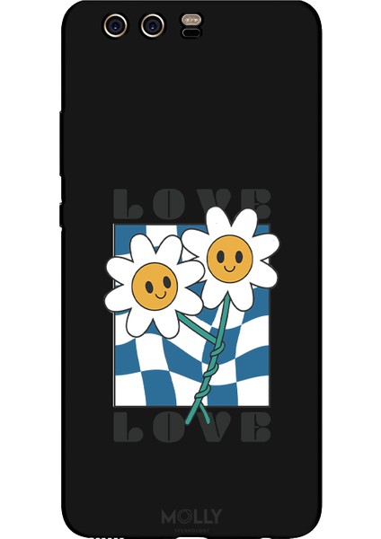 Huawei P10 Plus Için Siyah Twisted Love Desenli Silikon Kılıf