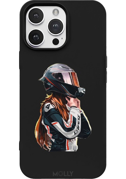 iPhone 13 Pro Için Siyah Race Queen Desenli Silikon Kılıf