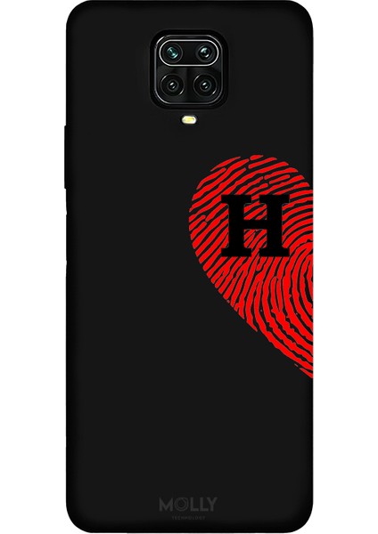 Xiaomi Redmi Note 9 Pro Için Siyah H Harfli Touch Of love Desenli Silikon Kılıf