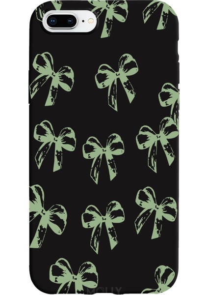iPhone 7 Plus Için Siyah Sage Bows Desenli Silikon Kılıf