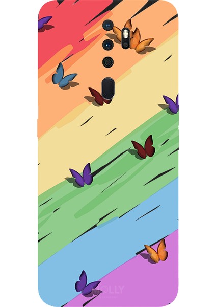 Oppo A5 2020 Için Siyah Gökkuşağı Kanatları Desenli Silikon Kılıf