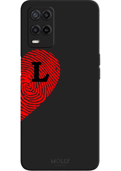 Oppo A54 4g Için Siyah L-Harfli Touch Of love Desenli Silikon Kılıf