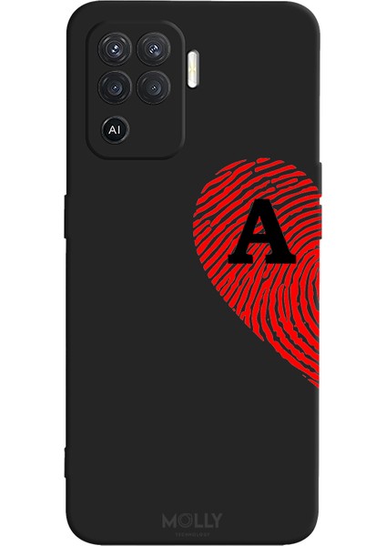 Oppo Reno 5 Lite Için Siyah A Harfli Touch Of love Desenli Silikon Kılıf