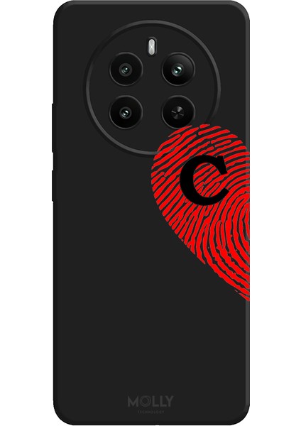 Realme 12 Pro Plus Için Siyah C Harfli Touch Of love Desenli Silikon Kılıf