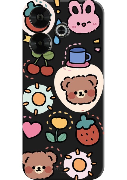 Xiaomi Redmi 13 4g Için Siyah Sunny Bears Desenli Silikon Kılıf