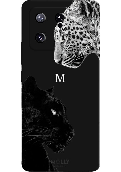 Xiaomi Mi 13 Için Siyah M Harfli Wild Lovers Desenli Silikon Kılıf