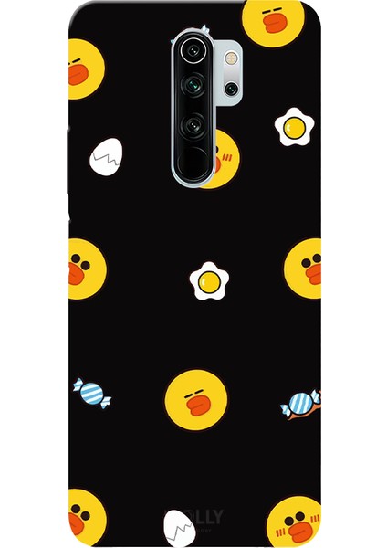 Xiaomi Note 8 Pro Için Siyah Choco Chick Party Desenli Silikon Kılıf