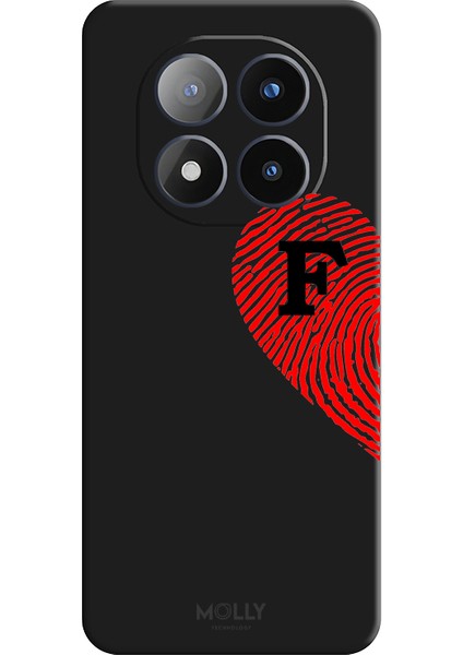 Xiaomi Redmi 14 Pro Plus Için Siyah F Harfli Touch Of love Desenli Silikon Kılıf