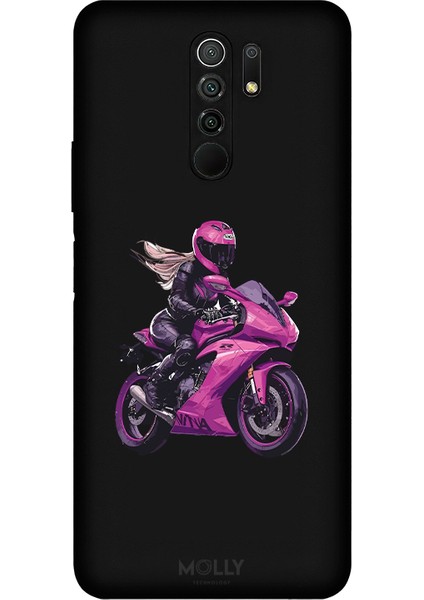 Xiaomi Redmi 9 Için Siyah Pink Rush Desenli Silikon Kılıf