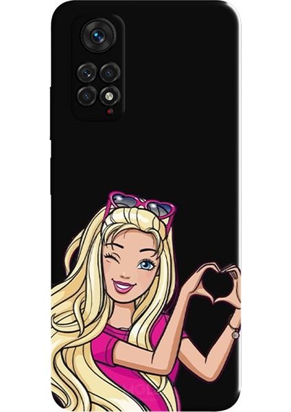 Xiaomi Redmi Note 11S Için Siyah Barbie Heart Desenli Silikon Kılıf