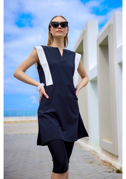 Siyah Yarı Kapalı Mayo - Su Itici Kumaş, UPF50+ Koruma H2511 indirimleri