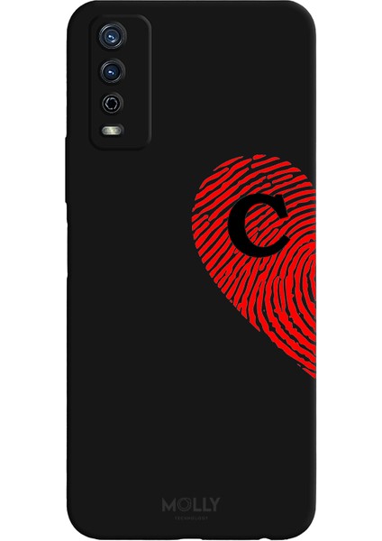 Vivo Y11S Için Siyah C Harfli Touch Of love Desenli Silikon Kılıf
