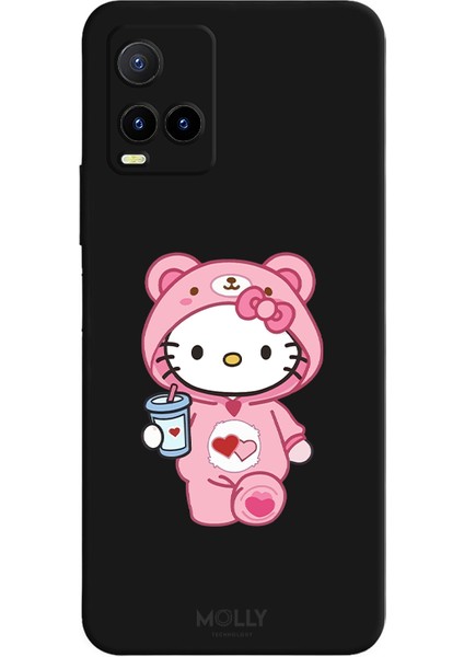 Vivo Y21S Için Siyah Kitty Sip Desenli Silikon Kılıf