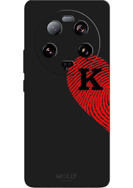 Xiaomi Mi 13 Ultra Için Siyah K Harfli Touch Of love Desenli Silikon Kılıf