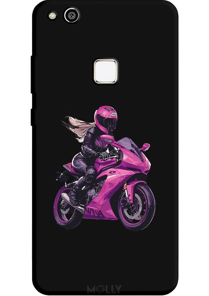 Huawei P10 Lite Için Siyah Pink Rush Desenli Silikon Kılıf