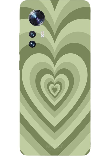 Xiaomi Mi 12 Için Siyah Sage Hearts Desenli Silikon Kılıf